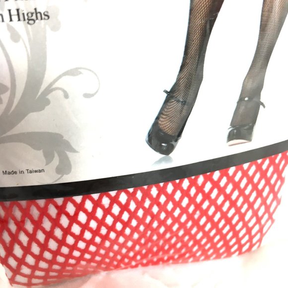 * Leg Ave #9011 Thigh High Red Fishnet NOS NWT - Picture 3 of 8